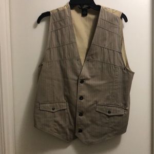 Vintage Caffeine Men’s Large Khaki Cotton Vest. Cool back design. Mint condition